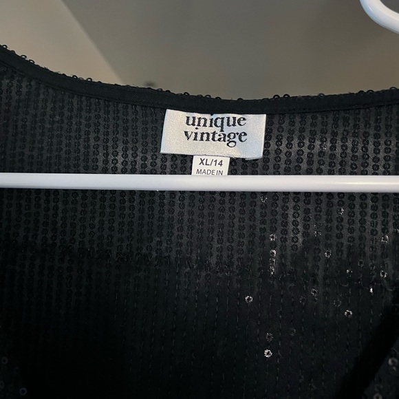 Unique Vintage Black Sequin Marianne Top - Picture 3 of 3